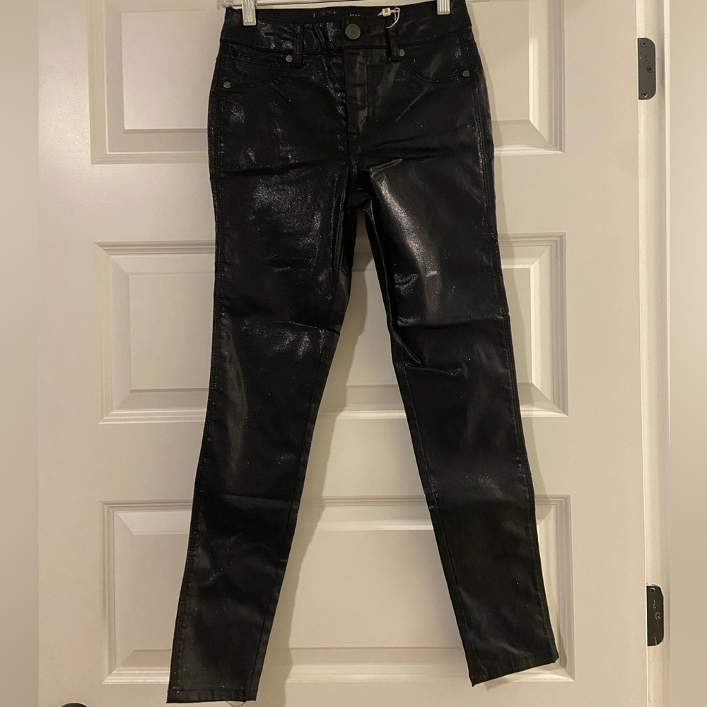 1822 Denim Black Glitter Coated Skinny Jean
